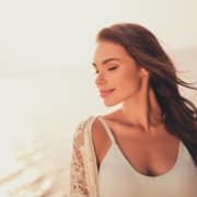 Portrait,Of,Attractive,Dreamy,Cheerful,Long-haired,Girl,Spending,Day,Weekend